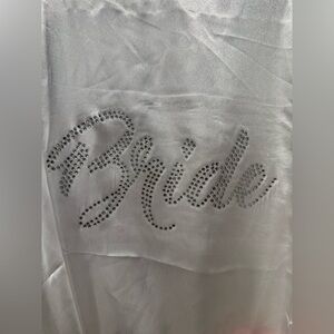Silver Bride Robe with Rhinestone Detail